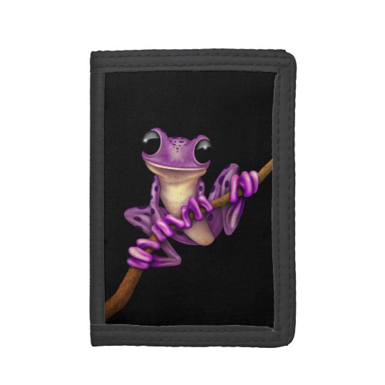 黒の枝のかわいい紫色のアマガエル ナイロン三つ折りウォレット Zazzle Co Jp