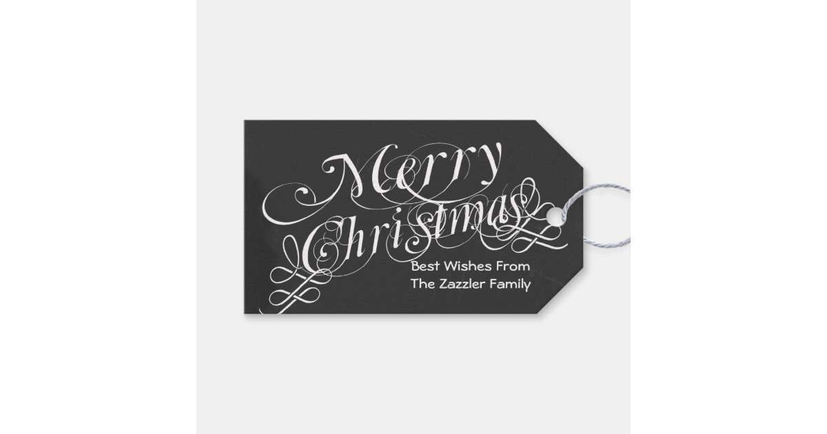黒板スクロールフォントのメリークリスマス ギフトタグ Zazzle Co Jp