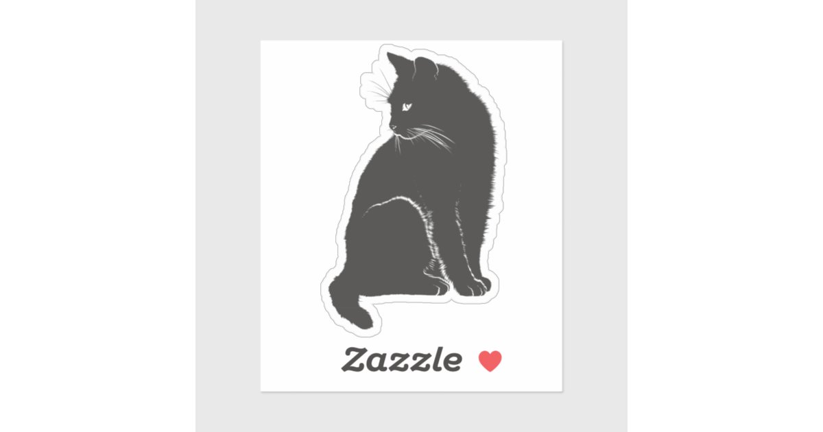 黒猫が座る シール Zazzle Co Jp