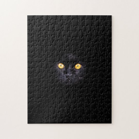黒猫の背景無地のが難しい動物ペット ジグソーパズル Zazzle Co Jp