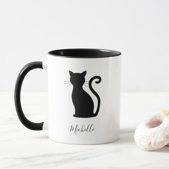 黒猫シルエット黒と白の名前かわいい マグカップ Zazzle Co Jp 黒猫シルエット黒と白の名前かわいい マグカップ Zazzle Co Jp