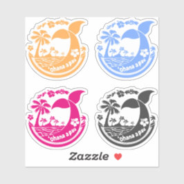 ʻOhana A Pau Hawaiian Family 4-Color Square Sticke シール