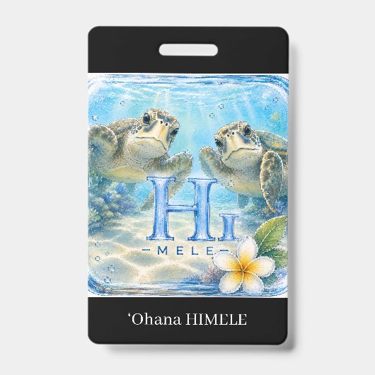 ʻOhana HIMELE ネームバッジ ホヌ ウミガメ  バッジ (正面)