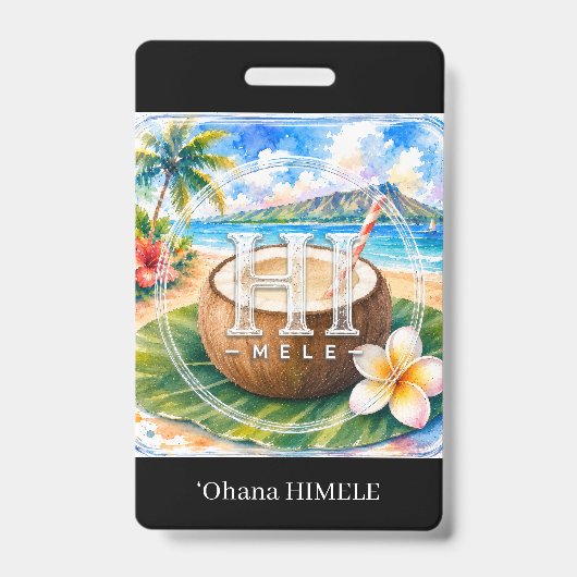 ʻOhana HIMELE 名札 ココナッツ バッジ (正面)