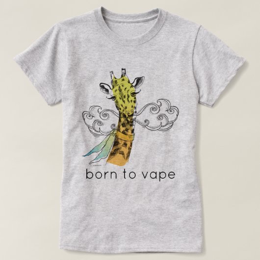 Ω VAPEシャツ 生まれ| Vape Giraffeへ | VapeGoat™ Tシャツ (デザイン正面)
