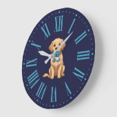 πの日を祝うパイシンボルの犬 | πの日おめでとう ラージ壁時計 (傾斜)