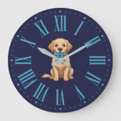 πの日を祝うパイシンボルの犬 | πの日おめでとう ラージ壁時計 (正面)