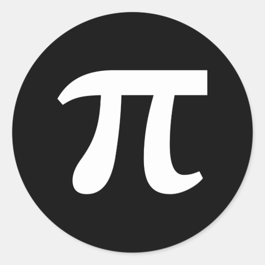 π パイ 白文字 クラシック ラウンド ステッカー (正面)