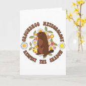 День сурка Уважение Тень Метеорология Ретро カード (黄色い花)