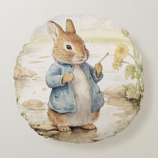 Кролик Питер:детский душ円枕 ラウンドクッション (正面)