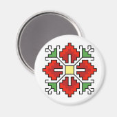 М0061マグネットブルガリアフォークモチーフ赤 マグネット (正面/裏面)