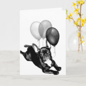 С днём рождения!誕生日フランスのブルドッグカード カード (黄色い花)