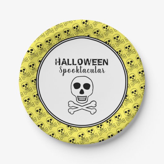 Череп и кости, вечеринка на Хэллоуин ペーパープレート (正面)