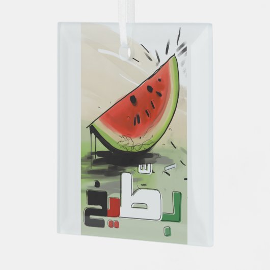 بطيخ فلسطينパレスティナススイカ赤白グリーン ガラスオーナメント (正面左)