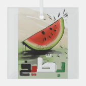 بطيخ فلسطينパレスティナススイカ赤白グリーン ガラスオーナメント (正面)