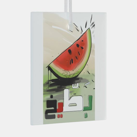 بطيخ فلسطينパレスティナススイカ赤白グリーン ガラスオーナメント (正面右)