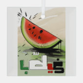 بطيخ فلسطينパレスティナススイカ赤白グリーン ガラスオーナメント (裏面)