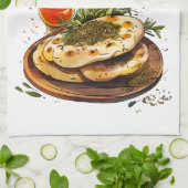 منقوشة زعتر زيت زيتون أكل عربي – ザカタールマナケシュ キッチンタオル (折り畳み)