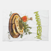 منقوشة زعتر زيت زيتون أكل عربي – ザカタールマナケシュ キッチンタオル (横)