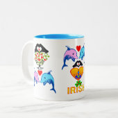 ♥ټ☘アイリッシュフリスキードルフィンカップルクラシックFab ツートーンマグカップ (正面左)