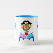 ♥ټ☘アイリッシュフリスキードルフィンカップルクラシックFab ツートーンマグカップ (中央)