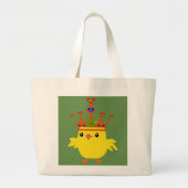 ♥ټ☘王冠アイリッシュクイーンチキンファブリックシックジャンボ ラージトートバッグ (正面)