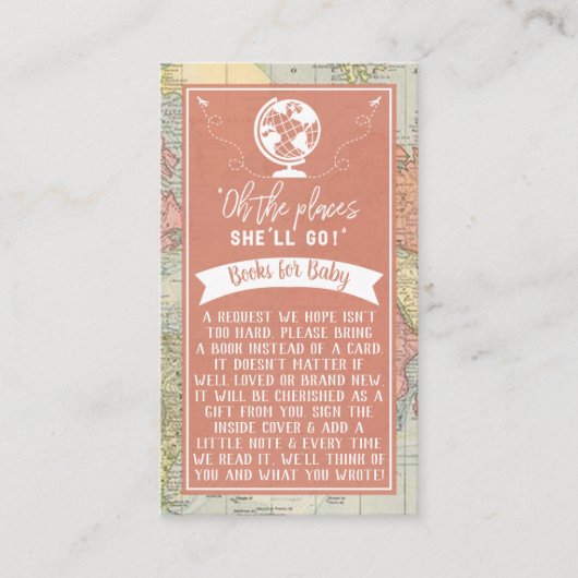 「あぁ、どこに行くんだ！」 旅行マップ赤ちゃんシャワー エンクロージャーカード (正面)