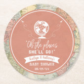 「あぁ、どこに行くんだ!」 旅行マップ赤ちゃんシャワー ラウンドペーパーコースター (正面)