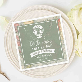 「あぁ、行く場所だ！」 旅行マップ赤ちゃんシャワー スタンダードカクテルナプキン