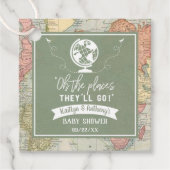 「あぁ、行く場所だ!」 旅行マップ赤ちゃんシャワー フェイバータグ (正面)