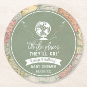 「あぁ、行く場所だ！」 旅行マップ赤ちゃんシャワー ラウンドペーパーコースター (正面)