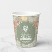 「あぁ、行く場所だ！」 旅行マップ赤ちゃんシャワー 紙コップ (裏面)