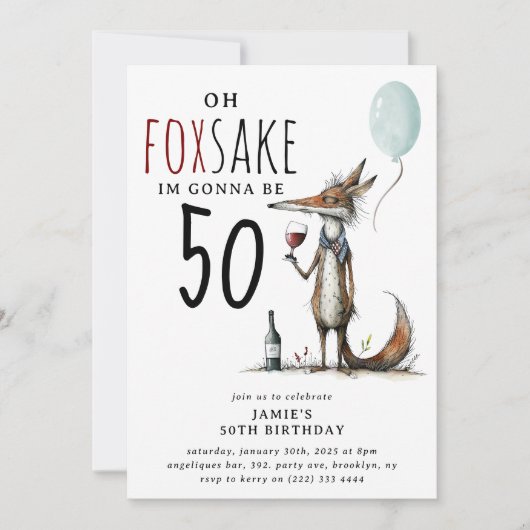 ああおもしろい大人お洒落誕生日 招待状 (正面)