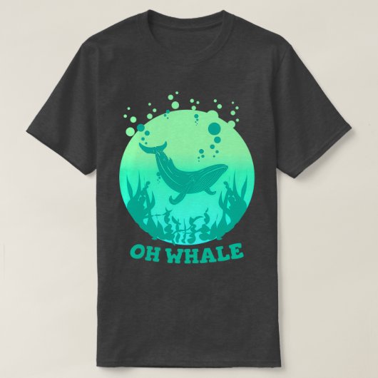ああおもしろい鯨のことわざプン保グリー Tシャツ (デザイン正面)