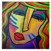 ああそうか?抽象芸術絵画デジタル女性 タイル (正面)