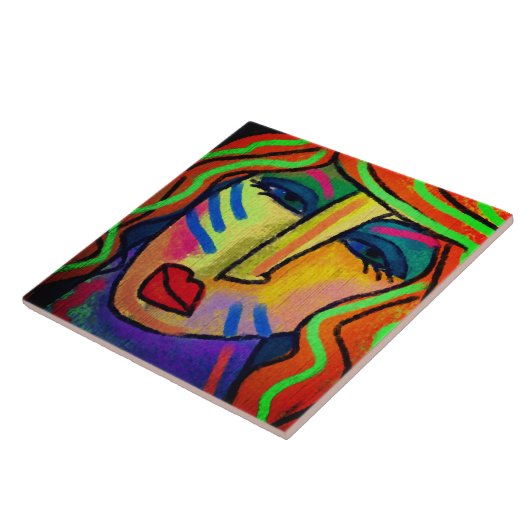 ああそうか?抽象芸術絵画デジタル女性 タイル (側面)