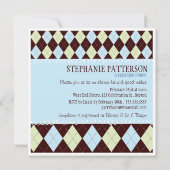 ああそれは双生児のアーガイル柄のな男の赤ちゃんの双生児のシャワーです 招待状 (裏面)