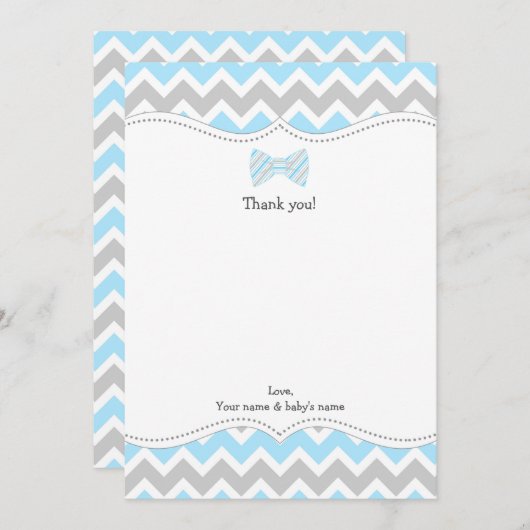 ああちょうネクタイの男の子のベビーシャワーはノート感謝していしています ノートカード (正面/裏面)