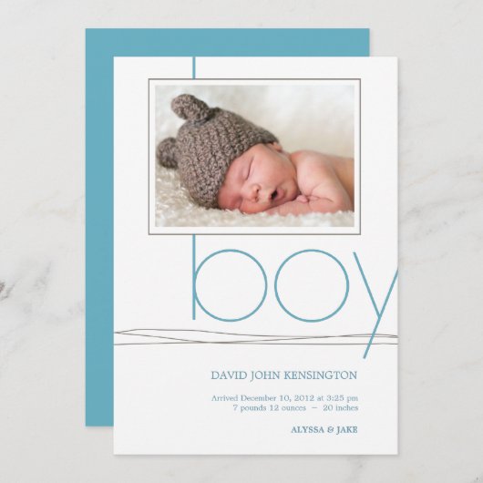 ああカスタムな写真の誕生の発表 案内状 (正面/裏面)