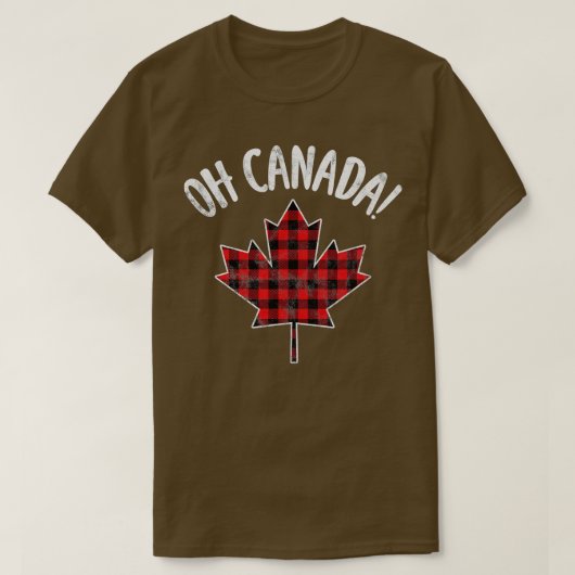 ああカナダ!Plaid Maple Leaf Canadian 動揺して (1) Tシャツ (デザイン正面)