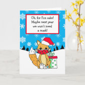 ああキツネお酒おもしろいクリスマスカード カード (黄色い花)