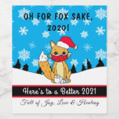 ああキツネ酒2020年おもしろい新年トースト ワインラベル (シングルラベル)