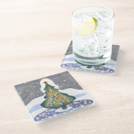 ああクリスマスツリー | 水彩絵を描冬 ガラスコースター