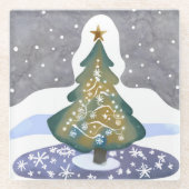 ああクリスマスツリー | 水彩絵を描冬 ガラスコースター (正面)