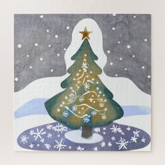 ああクリスマスツリー | 水彩絵を描冬 ジグソーパズル (縦)