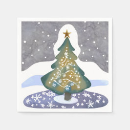 ああクリスマスツリー | 水彩絵を描冬 スタンダードカクテルナプキン