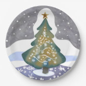 ああクリスマスツリー | 水彩絵を描冬 ペーパープレート (正面)
