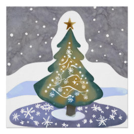 ああクリスマスツリー | 水彩絵を描冬 ポスター