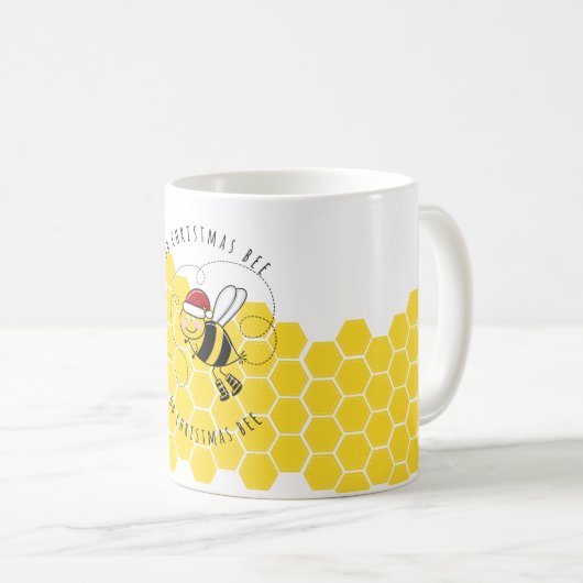 ああクリスマスビーの木かわいいパおもしろいーカード コーヒーマグカップ (正面右)