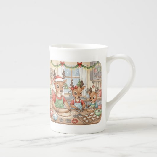 ああシカ、クリスマスがやってきた！コーヒーマグ ボーンチャイナマグカップ (右)